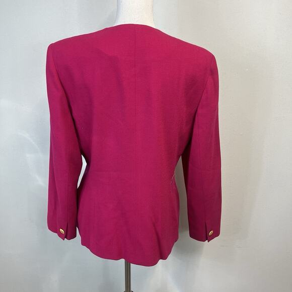 Vintage Liz Claiborne Suits Jacket Blazer size 12 Hot Pink Wool Glamour 90's Y2K - Picture 9 of 10